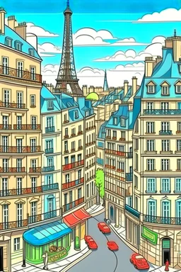 paris city, cartoon style