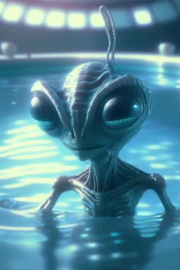 Alien in a swimming pool , HD, octane render, 8k resolution