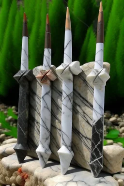 archery arrows with marble and granite