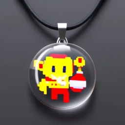 Clear polyester necklace with a pendant featuring a design inspired by a favorite video game character