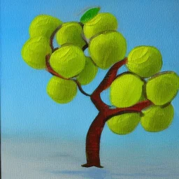 Oil painting style turtle and apple tree