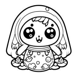 create a 2d black outline, "cute kawaii death coloring book for kids", coloring page, low details design, black contour, coloring page design, simple background, colorful , card style, coloring page for kids, white background, sketch style,