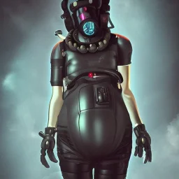 Cyberpunk, female,Alien, gas mask,pregnant, laser rifle, hands, metal, mars, gyro,sexy,8k, fighting