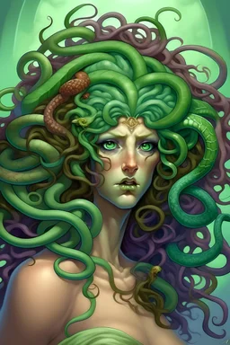 pintura de medusa de la mitología griega a color