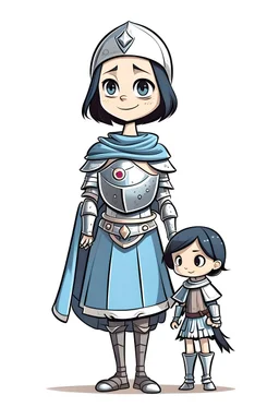 A middle-aged girl with a baby eye and a knight without arms and legs.