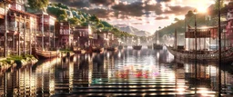 lake city during the iron age realistic, photorealistic, natural lighting, elegant HDR complex picture Octane hyper realistic cinematic reflections very detailed