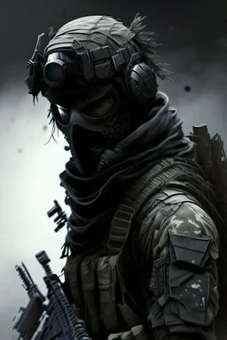 A soldier in the game modern warfare, he wears a solid black creepy helmet that covers his face. He is a sniper, but can also run point. His call sign is Wraith. Couple