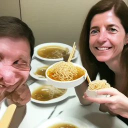 Me enjoying ramen with a happy Caroline Kennedy in Tokyo