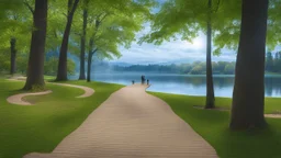 парк, зона озера, "царство водяного", Пешеходные дорожки — уютные тропинки по озеру,