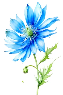 blue Chicory flower water color on white background