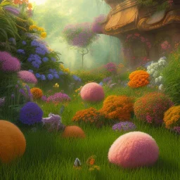 pixar style, 3d, volumetric summer garden environment and background, realistic painting of orange, looking excited, volumetric lighting, dramatic lighting, detailed digital painting, extreme dense and fine fur, anime, ornate, colour-washed colors, elegant, small minutiae, tiny features, particulars, centered, smooth, sharp focus, renderman gofur render, 8k, uhd, detailed eyes, realistic shaded volumetric lighting, sunlight caustics, backlight, centered camera view