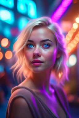 Ultra realistic photo beautiful blonde woman HOF, professional photographer, captured with professional DSLR camera, trending on Artstation, 64k, ultra detailed, ultra accurate detailed, bokeh lighting, surrealism, Thomas Kinkade background, intricate, epic, peach fuzz, detailed ,full size, science, technology,future,electric ,futuristic style, design, practicality,manufactura