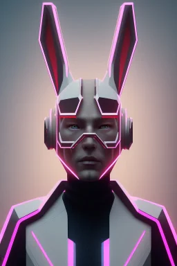 MCU Portrait, Front image, cyberpunk Asian rabbit mask, black pink color, latex dress, highly detailed, concept art, smooth, unreal engine 5, god rays, ray tracing, RTX, lumen lighting, ultra detail, volumetric lighting, 3d, finely drawn, high definition, high resolution.