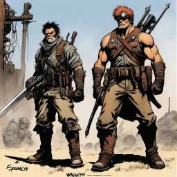 [squinch] ready to fight with post apocalyptic weapons: dusty and rusty [comic book art by Sam Keith and Bernie Wrightson]