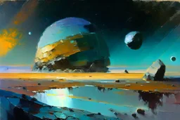 Exoplanet in the horizon, stones, Lesser ury painting