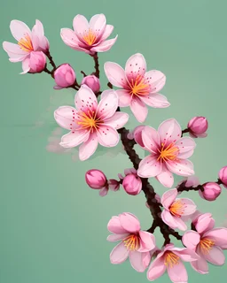 creative japanese sakura flowers art designs , high quality , white background