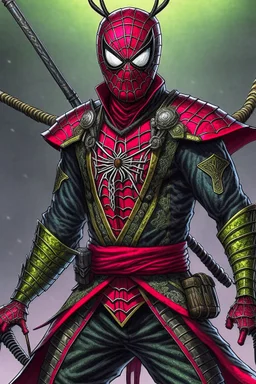Spider-Man as a futuristic samurai