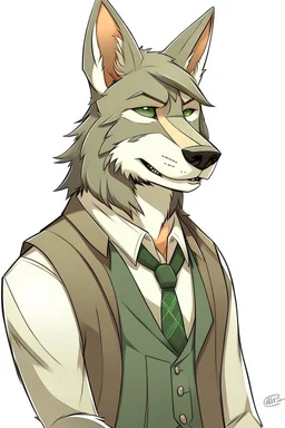 a humanized wolf that is a work assistant