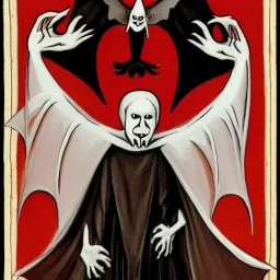 White bat nosferatu with long limbs as Russian Orthodox vampire