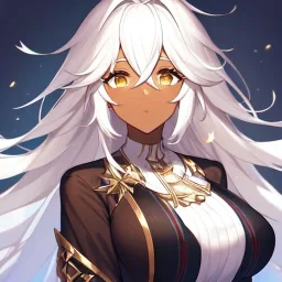 girl, masterpiece, best quality, volumetric lighting, dynamic pose, detailed outfit, perfect eyes, white hair, golden eyes, messy hair, long hair, dark elf,