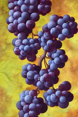 Peinture à l'huile d'un portrait d'une grappe de raisin multicouleurs , par leonard de vinci, très réaliste, très détaillé, très intriqué, 8k, hdr, angle parfait, couleurs parfaites, style japonais