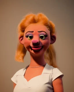 waitress woman muppet head, skin body, real photo, concept art, retro style, smooth, unreal engine 5, god lights, ray tracing, RTX, lumen lighting, ultra detail, volumetric lighting, 3d.