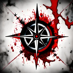 Blood spatter in the shape of a compass