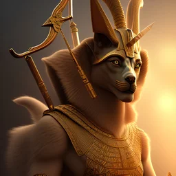 A magic door opening to one Anubis with Arrow, high quality, high details , 8k, hyper realistic, magic style ,