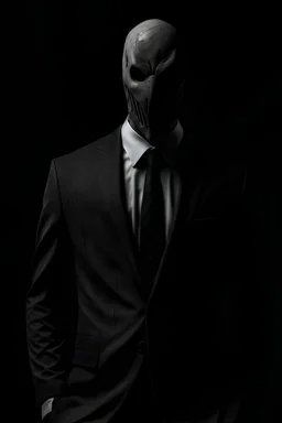 a scary figure wearing a suit and tie with no face