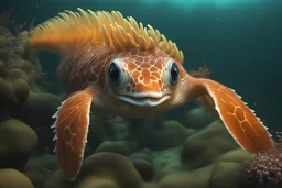 Strange, beautiful sea creature, Cinematic lighting, Volumetric lighting, Epic composition, Photorealism, Bokeh blur, Very high detail, Sony Alpha α7, ISO1900, Character design, Unreal Engine, Octane render, HDR, Subsurface scattering