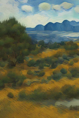 landscape painting of mountainsby Van gogh