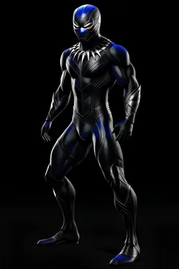 Spider man wearing black panther suit, full-body, realistic,8k,