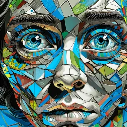 It's all in the eyes... ai magazine cover, surrealism, geometric, mosaic, whimsical, fantasy and realism Modifiers: fantasy 4K 3D Unreal Engine cinematic postprocessing Picasso pencil sketch focused Tim Burton Ultra realistic Surrealism style raw Ralph Stedman Tesselated