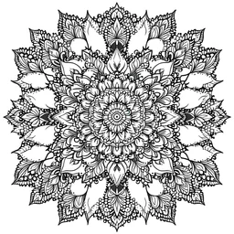 create a flower mandala art with white background black outlined for coloring pages