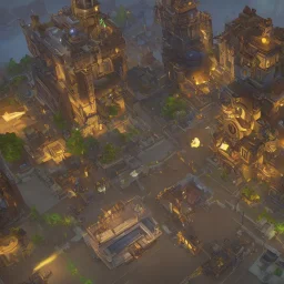 Torchlight 2 architecture concept in overwatch，vertical view