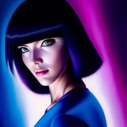 Ultra detailed fullbody Portrait in oil on canvas of beautiful Ghost in the shell,extremely detailed digital painting, extremely detailed face, crystal clear eyes, mystical colors ,perfectly centered image, perfect composition, rim light, beautiful lighting,masterpiece ,16k, stunning scene, raytracing, anatomically correct, in the style of Simon Bisley and uncannyknack and caravaggio and Seung Eun Kim and Steve Jung Jeehyung Lee.