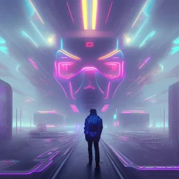 Men neon future cyberpunk