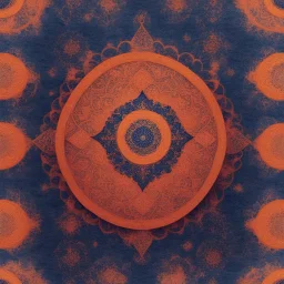 Hyper Realistic Sufi Whirling with Maroon, Islamic Sufi Rustic Grungy orange Islamic pattern & navy-blue fog