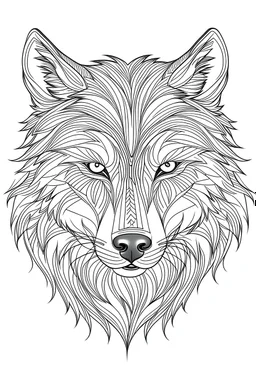 coloring book for children on a white background, no background, no shades, wolf, bold stroke lines, 9:11