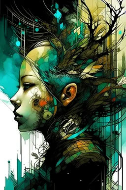 By Paul Lovering and Mattias Adolfsson and Russ Mills and Victo Ngai :: Double exposure, dual exposure!! Front view :: The beautiful galaxy dripping into a world of trees and cities and stars and oceans and sailing ships + (SILHOUETTE PHOENIX BIRD!! 3.5) Intricate, hyperdetailed, maximalist