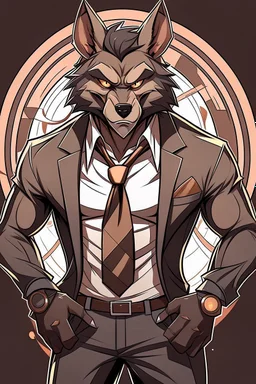 Buff, anthro, wolf, himbo, black fur, gold eyes, wearing a suit, full-body, muscles, strong, muscular,