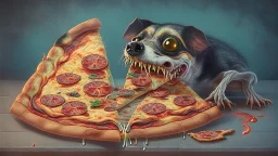 chupacabra with pizza for paws