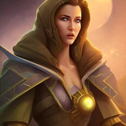 D&D character, female, druid, vampire, nature, tan skin, purple galaxy cloak, bust, brown hair