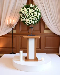 a small wedding podium