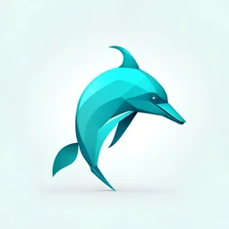 Create the logo of a dolphin, make it really simple, polygonal, soft, minimal