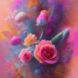  pastel colors, abstract art, flowers camp