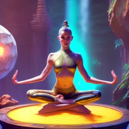 calm yoga gremlin artist in lavo, smoking pool, maze background ,chain levitated, levitated lab equipment, 4k, Highly Detailed, Masterpiece, perfect eyes, Digital Illustration, Cinematic Lighting, Realistic, Sharp Focus, Centered, Beautifully Lit, Bioluminescent by Stanley Artgerm Lau