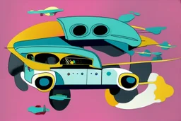 flying car in the style of Eileen Agar