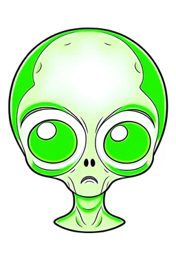 Just an alien head with a white background. cartoon style . For children