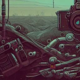 Camera., concept art, hyper detailed, asaf hanuka, dan mumford, kilian eng, post-apocalyptic, oil on canvas,